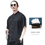 左杜 男士三色亚麻衬衫 手工盘扣 98元包邮 赠铜葫芦