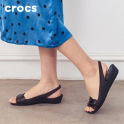 卡骆驰（crocs） 女士伊莎贝拉鱼嘴浅口休闲平底套脚凉鞋204774 黑色 35  券后329元