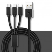 ASZUNE 艾苏恩 Micro USB/Type-C/Lightning 三合一数据线 1米 2.9元包邮（需用券）