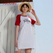 优衣库制造商，Maxwin 马威 女士针织印花连衣裙睡裙