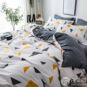 限Plus会员，九洲鹿  全棉床上用品斜纹印花双人四件套 莎科 200*230cm