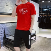 2019新款夏季港风情侣短袖T恤男士套装 券后￥99