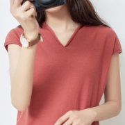 GH 夏装 冰丝 女 简约 V领 短袖 39元包邮（需用券）