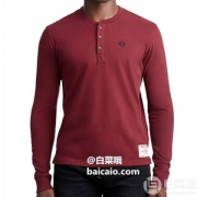 限XL码，True Religion 真实信仰 Embroidery 男士纯棉长袖亨利恤 Prime会员免费直邮含税