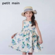 A类品质，日本超高人气童装品牌 petitmain 2019新款女童花朵无袖纯棉连衣裙
