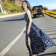 Anyshion安尼纯 女士吊带雪纺连衣裙