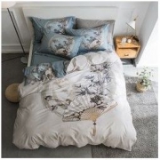 素风家纺 简约中国风 大版花斜纹 全棉四件套 1.5m/1.8m被套 200*230床品套件 159元包邮（需用券）