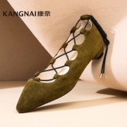 KANGNAI 康奈 1270944 女士绑带复古浅口鞋99元