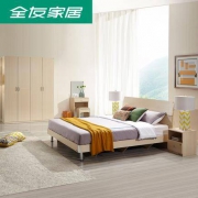 618预售：QuanU 全友 简约卧室家具组合套装（1.8m床+2个床头柜+床垫）
