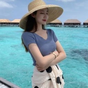 潮牌 冰丝柔软v领T恤女 *2件 39元包邮（需用券）