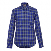 京东PLUS会员：BURBERRY 巴宝莉 80026631 男士蓝色棉质格纹长袖衬衫  +凑单品 1300.9元