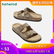 ￥53 27日10点：热风2019夏新款男士潮流时尚拖鞋青年平底沙滩鞋软木拖鞋