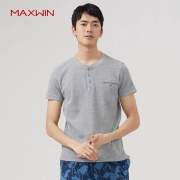 ￥39 MAXWIN马威 19172171002 男 亨利领华夫格休闲T恤