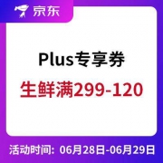 Plus会员专享：京东 生鲜满299-120东券