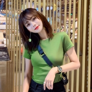 超火牛油果绿t恤抹茶绿短袖衣女