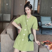 DODOHOIL 女士高腰V领连衣裙