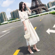 Anyshion安尼纯 女士雪纺刺绣连衣裙