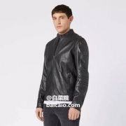 2.9折！XL码，Boss Orange 橙标 Jagson5 男士立领绗缝格纹羊皮夹克 Prime会员免费直邮含税