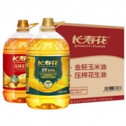 长寿花 压榨一级金胚玉米油+花生油组合装 6.18L ( 3.09L*2) *2件