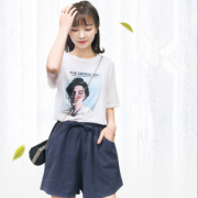 夏季女生高腰阔腿裤运动棉麻短裤宽松 券后￥16.8