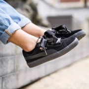 限33/33.5码，PUMA 彪马 Suede Heart Artica 蝴蝶结板鞋