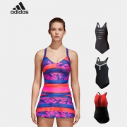 adidas 女士 连体保守游泳衣 修身显瘦 99元包邮 平常399元