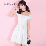 La Chapelle 拉夏贝尔Candie's 一字领露背镂空连衣裙