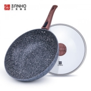 湖南卫视《中餐厅》推荐 三禾 麦饭石不粘炒锅 30cm 燃电通用 129元6.1狂欢价