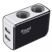 移动专享： iFound 方正科技 FZ-24 车载点烟器扩充器 2孔+2USB 24V