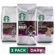Starbucks 星巴克 深度烘培浓缩咖啡豆三口味组合装340g*3袋