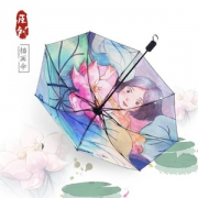 羚羊早安 原创插画防紫外线黑胶晴雨伞