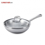 LINKFAIR 凌丰 304不锈钢无涂层炒锅 30cm