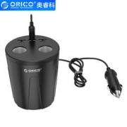 ORICO 奥睿科  车载充电器杯架式点烟器一拖三快充一分二扩展USB 3口2.4A MP-3U2S黑色 79元