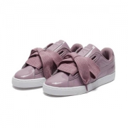限UK4.5码，PUMA 彪马 Basket Heart Patent Wn's 蝴蝶结板鞋 Purple色