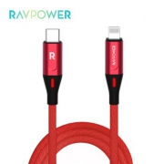 RAVPower 睿能宝  MFi认证 Type-C to Lightning 苹果PD快充 编织数据线 1米 59元包邮（需用券）
