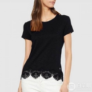 XXS码，Superdry 极度干燥 Morocco 女士蕾丝下摆休闲T恤