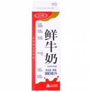 SANYUAN 三元 巴氏杀菌乳 全脂鲜牛奶 980ml 5.28元（需用券）