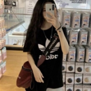 小码女士可穿！Adidas阿迪达斯三叶草经典logoT恤