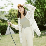 夏季长袖宽松防晒衫格子衬衣 券后￥25.9