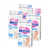 18日10点：Merries 妙而舒 婴儿纸尿裤 L54片 4包装 290.15元含税包邮（合72.54元/件）