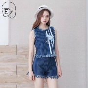 EHWG 女士无袖T恤+短裤套装