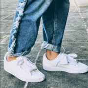 PRIMEDAY特价，PUMA 彪马 Basket Heart Patent Wn's 蝴蝶结板鞋 UK6码