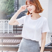 赠运险费 夏季宽松纯棉纯色T恤女短袖 券后￥30