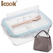 iCook 玻璃饭盒 860ml 送保温包 16.8元包邮（需用券）