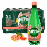 预售：Perrier巴黎水天然气泡矿泉水西柚味塑料瓶装500ml*24瓶