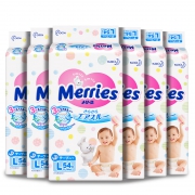 88VIP：Merries 妙而舒 婴儿纸尿裤 L54片 6包装 412.92元包邮