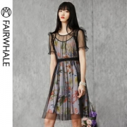 19新款，Fairwhale 马克华菲 女士网纱连衣裙