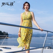 开心缘性感挂脖连体裙泳衣比基尼三件套 券后39元包邮