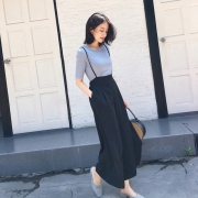 ￥58 晚秋港味洋气背带阔腿裤套装 女