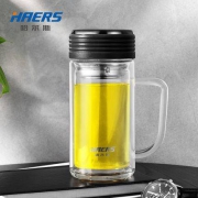 21点开始：HAERS 哈尔斯 双层带把玻璃杯 400ml